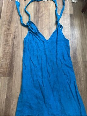 Avita Teal Blue V-Neck Tie-Strap Summer Dress